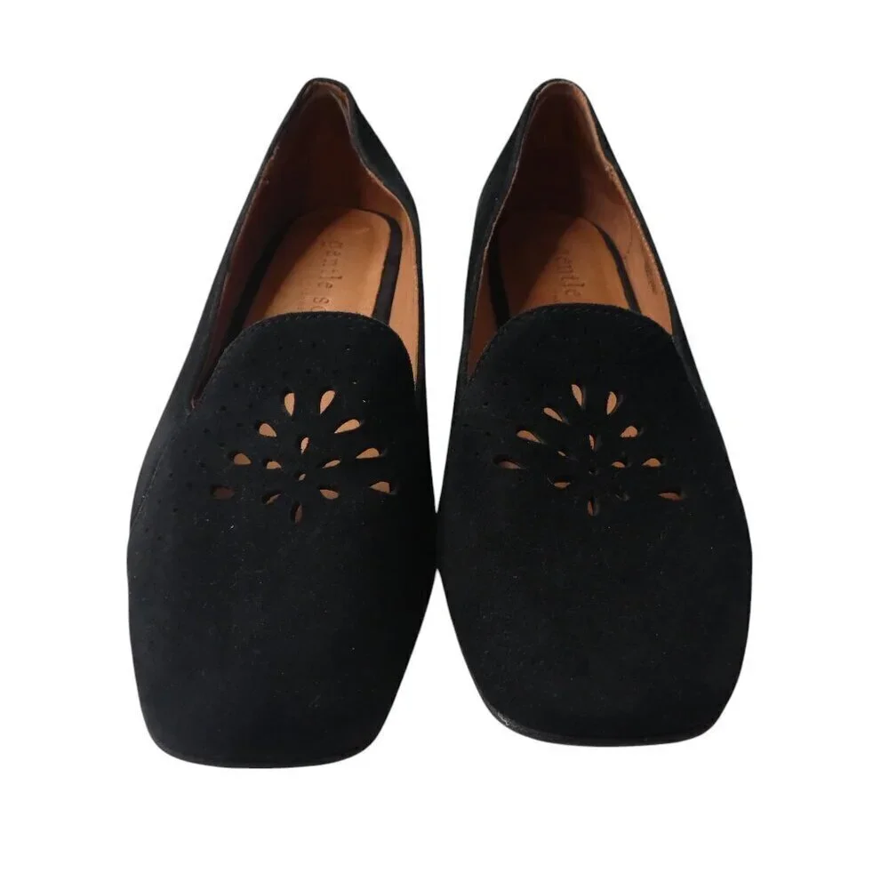 Gentle Souls Erica Black Leather Flats Loafers Womens 7